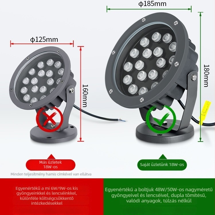 Vastagított alumínium LED fa világítás fákhoz, kültéri vízálló földre szerelhető RGB világítás