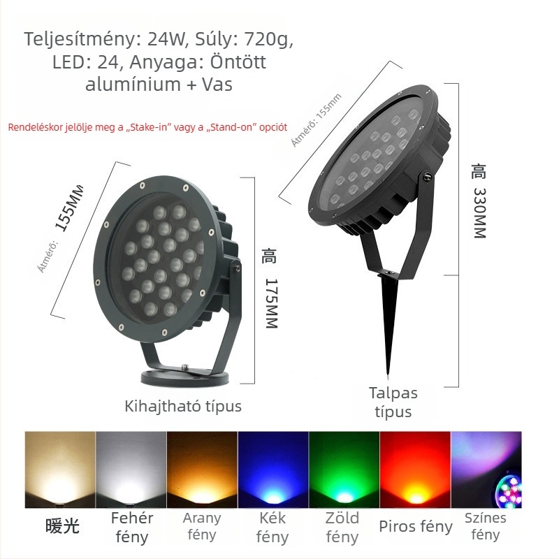 Vastagított alumínium LED fa világítás fákhoz, kültéri vízálló földre szerelhető RGB világítás