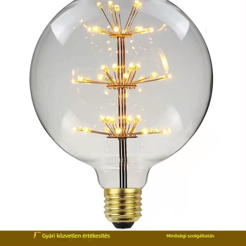 LED színes izzó, csillogó üveg, óriási E27 csavaros foglalatú izzó