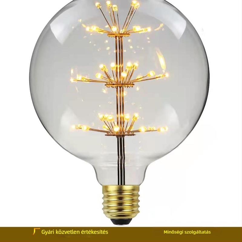 LED színes izzó, csillogó üveg, óriási E27 csavaros foglalatú izzó