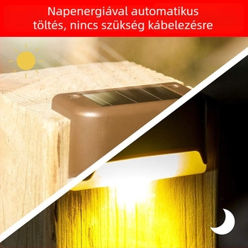 Napelemes kültéri kertvilágítás LED lépcső-fali lámpa, vízálló IP65