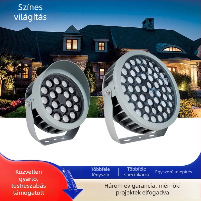 Kültéri LED-projektor kertkhez és parkokhoz – kör alakú, vízálló LED-projektor fákra, hidakra és korlátokra