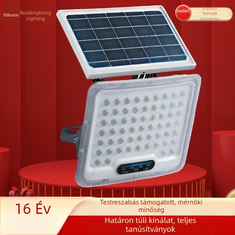 Nagy teljesítményű napelemes reflektor, kültéri vízálló, ultranagy fényerő, radar szenzorral
