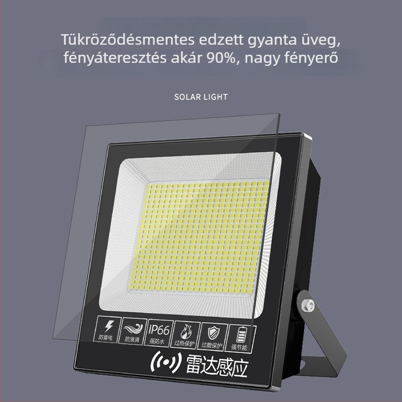 Kétfejű napelemes külső reflektor – kerthez, udvarhoz és villákhoz, parkvilágításhoz, rendkívül fényes