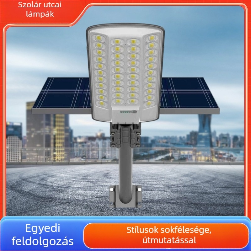 Integrált napelemes, nagy fényerősségű háromoldalas LED utcai lámpa, kültéri útvilágítás karbantartásához és cseréjéhez