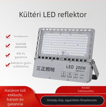 LED kültéri flood-lámpa 100W/200W – IP65 vízálló alumínium ház, 90° fényvonal, reklám- és tájvilágítás