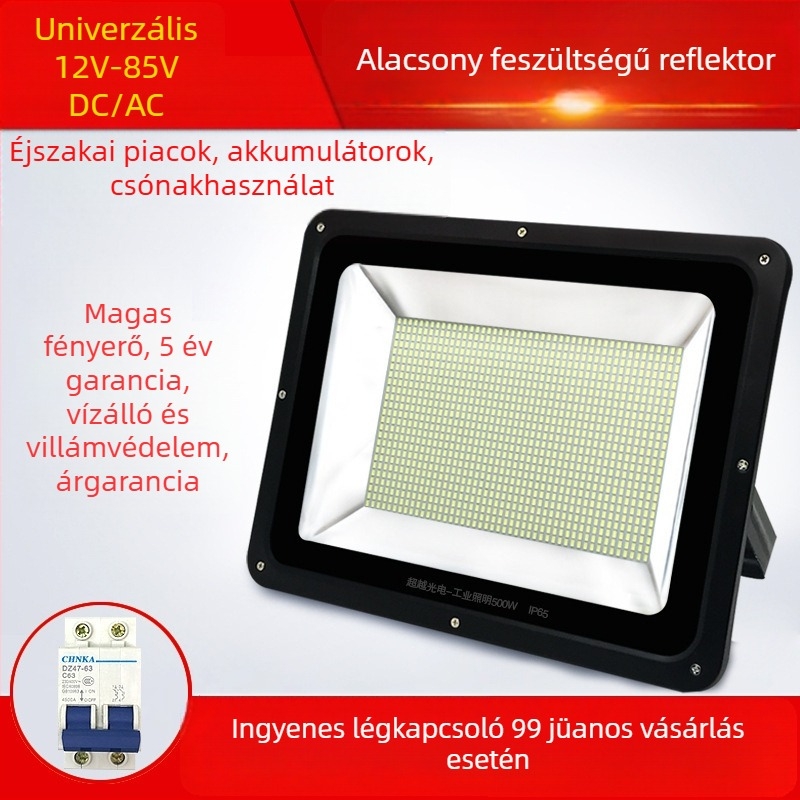 LED kültéri reflektor alacsony feszültségű 12V/24V/48V, vízálló, DC táplálás