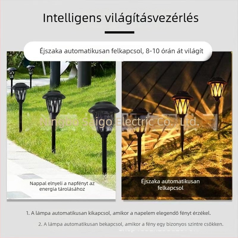 Napelemes kültéri lámpák udvarra és gyepre, földbe dugható világítás, vízálló dekoratív hangulatvilágítás