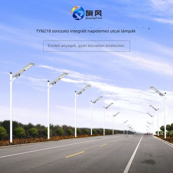 Integrált napelemes utcai lámpa, IP65 vízálló kültéri világítás, 40W LED, méretek 860 × 255 × 45 mm, élettartam 50 000 óra, indukciós kapcsoló, LED 5050 chip, modell QF-SSE-TX255-023