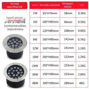 Föld alatti LED lámpa 24V IP68 – kültéri vízálló világítás kerthez, tájhoz és fákhoz