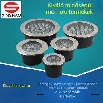 LED föld alatti lámpa, kör alakú beépített rozsdamentes acél lépcsőfény, kültéri vízálló, állítható szög