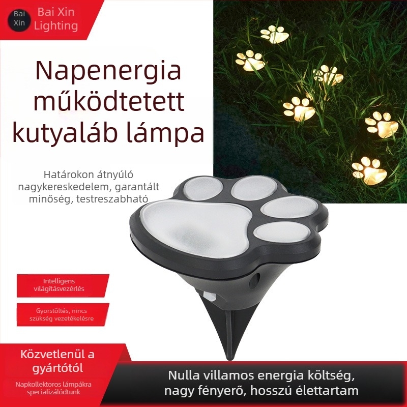 Napelemes kutyaláb alakú föld alatti fények kültéri kertek és ösvények számára, dekoratív gyepvilágítás