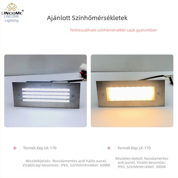 LED vízálló saroklámpa kültéri használatra, beépített lépcső- és járdaszegély világítás, garázs kijárat jelző falikar