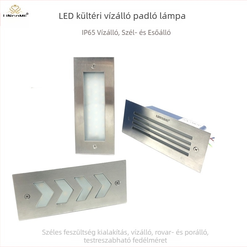 LED vízálló saroklámpa kültéri használatra, beépített lépcső- és járdaszegély világítás, garázs kijárat jelző falikar