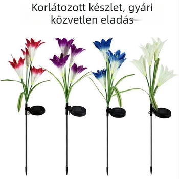 Napelemes műorchidea lámpa, 4 fej, kültéri udvarra és kertbe, éjszakai világítás, hangulatvilágítás