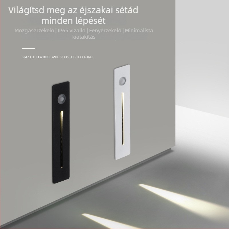 Alumínium LED szenzoros lépésfény, beépített kivitelben, folyosókhoz és lépcsőkhöz