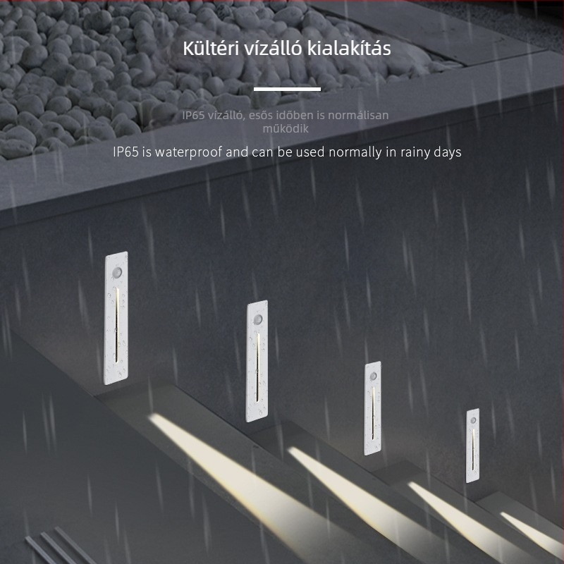 Alumínium LED szenzoros lépésfény, beépített kivitelben, folyosókhoz és lépcsőkhöz