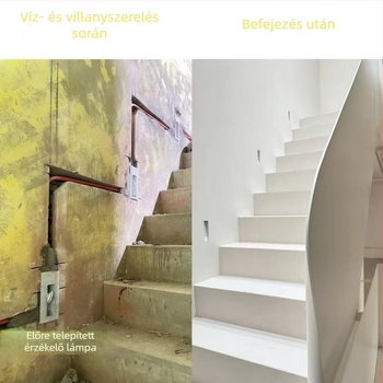Keret nélküli, beépített vízálló mágneses hosszú négyszög alakú falikar mozgásérzékelővel lépcsőházhoz és folyosóra