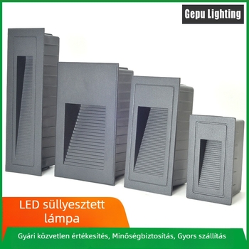 LED kültéri lépcsőfény, beépített falikar lépcsőkhöz és járdához, sarok menti sétánylámpa