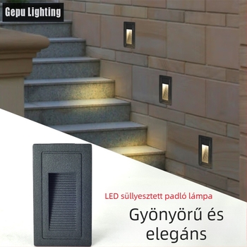 LED kültéri lépcsőfény, beépített falikar lépcsőkhöz és járdához, sarok menti sétánylámpa