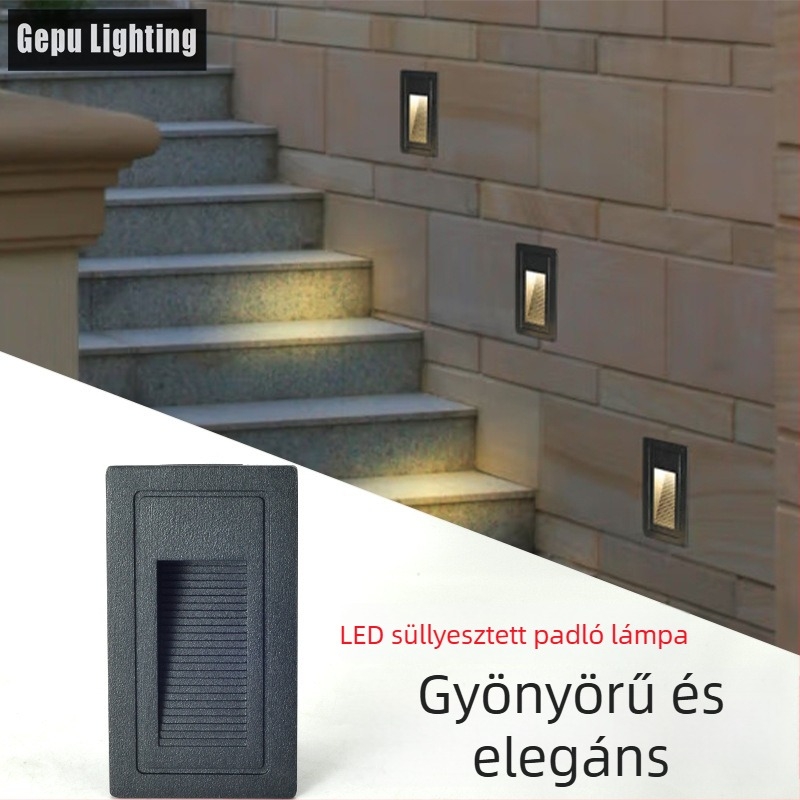 LED kültéri lépcsőfény, beépített falikar lépcsőkhöz és járdához, sarok menti sétánylámpa