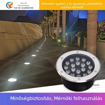 Föld alatti kültéri beépített világítás – kör alakú vízálló reflektor gyepre, kertre, parkra és térre