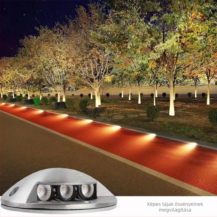 Rozsdamentes acélból készült LED járóút- és lépcsőfény, IP67, 220V, 3 LED, 150 lm, 3000K, fa híddeszkákhoz