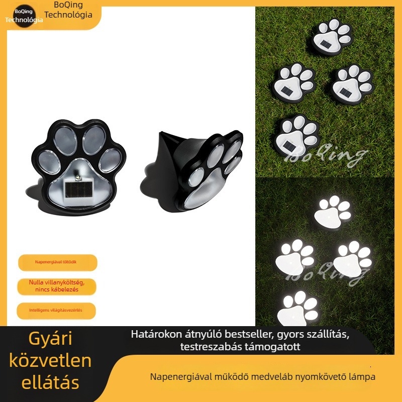 Napelemes LED lámpák kutya- és medve-lábnyom formájú föld alatti világításhoz a kertben