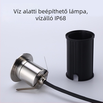 AOGU DM-S42 Körkörös kültéri vízálló beépített fény, 24V, IP68, rozsdamentes acél, 3W/1W melegfehér (3000K) víz alatti föld alatti spot