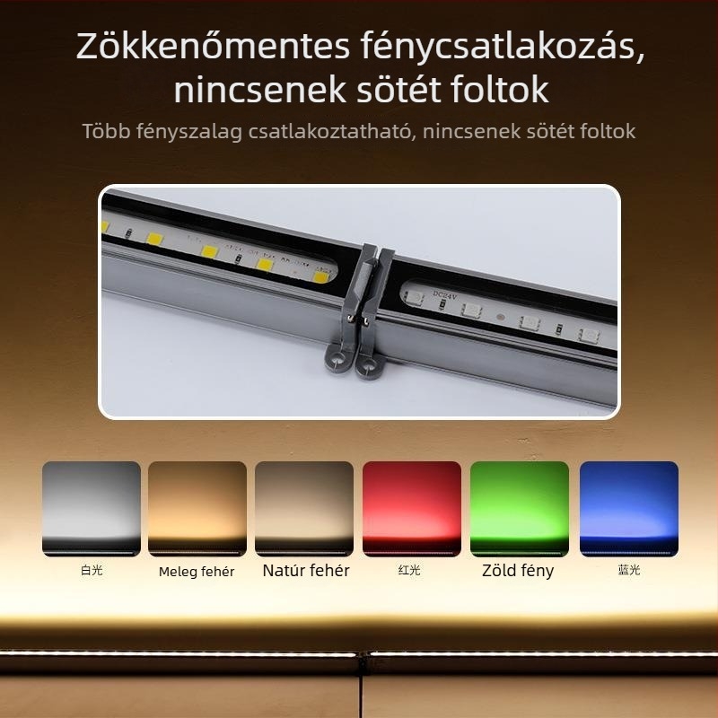 Hosszúkás LED beépített kültéri lámpa, színes, négyzet alakú lineáris kialakítással – parkokhoz, folyosókhoz és lépcsőkhöz