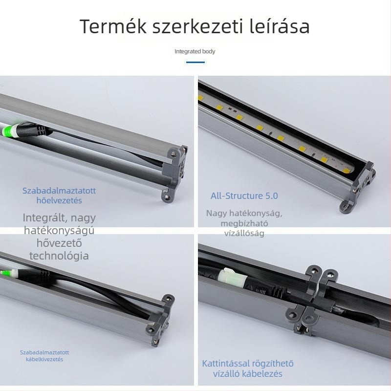 Hosszúkás LED beépített kültéri lámpa, színes, négyzet alakú lineáris kialakítással – parkokhoz, folyosókhoz és lépcsőkhöz