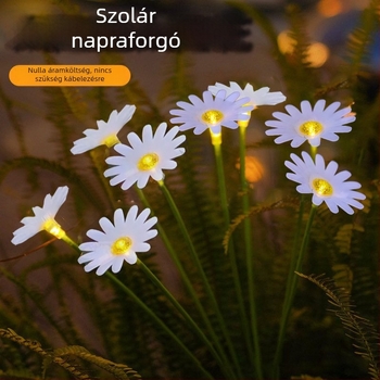 Napelemes kültéri világítás kerthez és udvarhoz, virág alakú LED lámpa optikai szálakkal