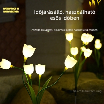 Napelemes virágalakú fű-lámpa kültéri kerthez, hangulatos világítás, IP43 vízálló, plug-and-play