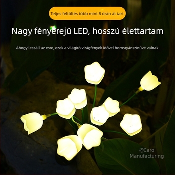 Napelemes virágalakú fű-lámpa kültéri kerthez, hangulatos világítás, IP43 vízálló, plug-and-play