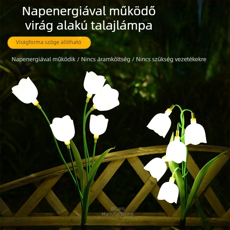 Napelemes virágalakú fű-lámpa kültéri kerthez, hangulatos világítás, IP43 vízálló, plug-and-play