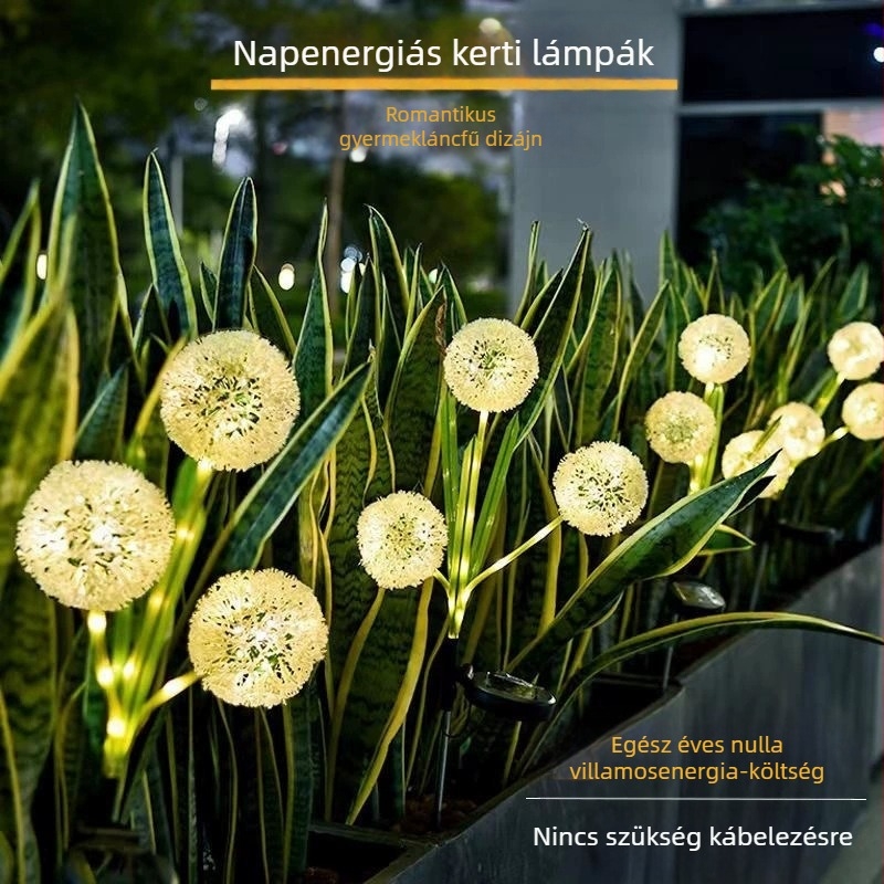 Napelemes LED kerti földbe szúrható lámpa virág alakú, IP65 vízálló