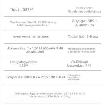 Személyre szabott napelemes föld alatti lámpák kültéri kerthez és lépcsőkhöz – IP44 vízálló