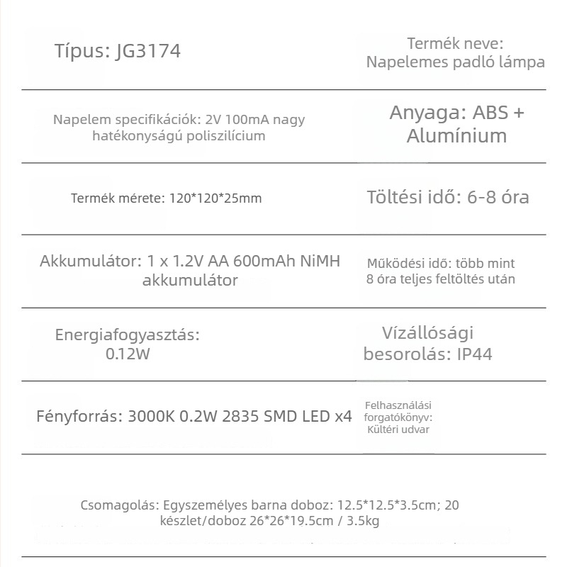 Személyre szabott napelemes föld alatti lámpák kültéri kerthez és lépcsőkhöz – IP44 vízálló