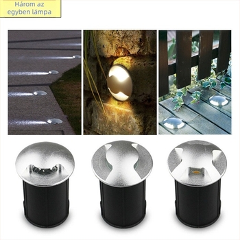LED kültéri beépíthető lépcsőfény, rozsdamentes acél, vízálló, 1W/3W, átlátszó burkolat