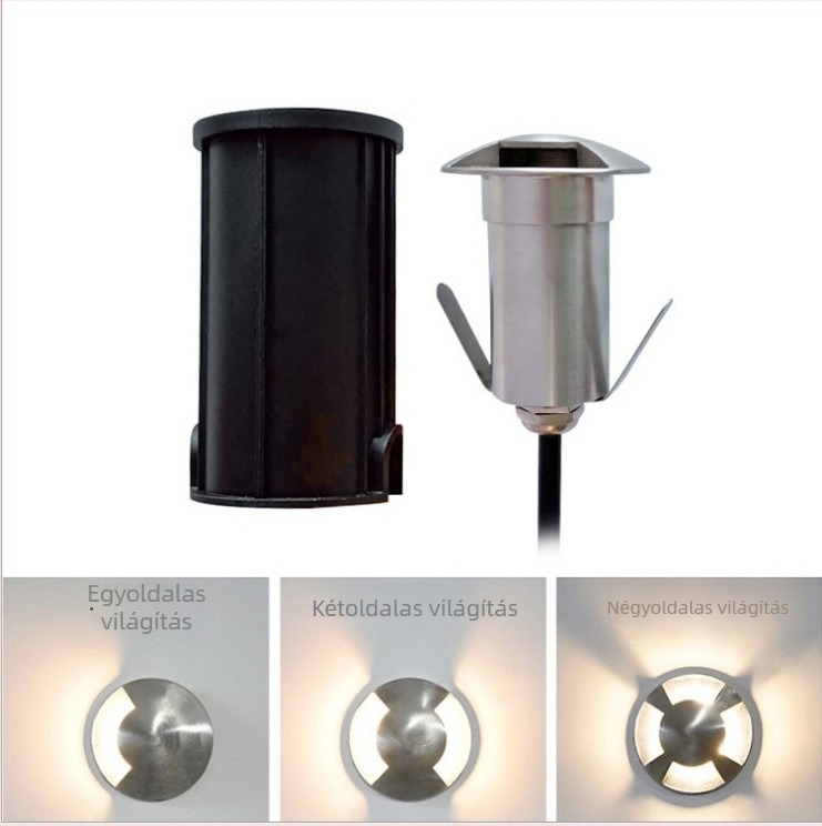 LED kültéri beépíthető lépcsőfény, rozsdamentes acél, vízálló, 1W/3W, átlátszó burkolat