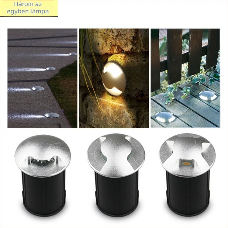 LED kültéri beépíthető lépcsőfény, rozsdamentes acél, vízálló, 1W/3W, átlátszó burkolat