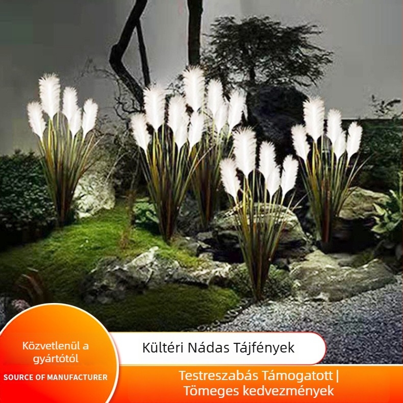 Kültéri LED-napelemes optikai szálas nádas talajlámpa kertdíszítéshez és tájvilágításhoz