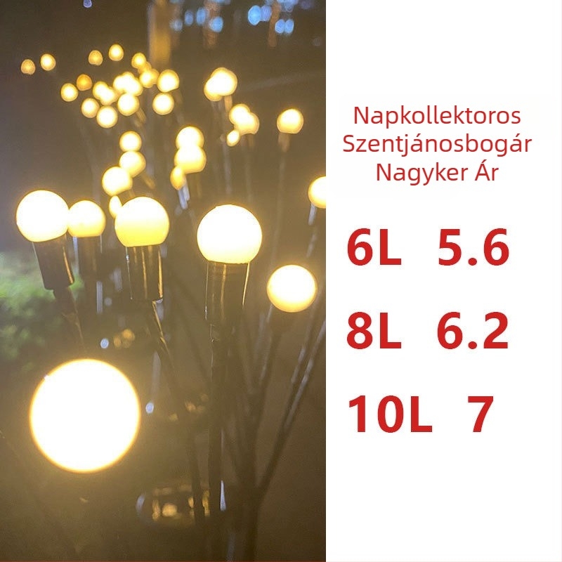 LED napelemes földre helyezhető fények a gyepre és a kertbe, hangulatos kültéri világítás, kemping lámpák szél által hajtva