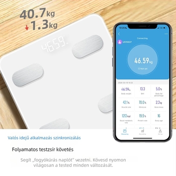 Okos 4G IoT testzsír mérleg otthoni használatra, újratölthető, protokoll integráció támogatása, 3 hüvelykes LED kijelző, méri a testzsírt és a vizet