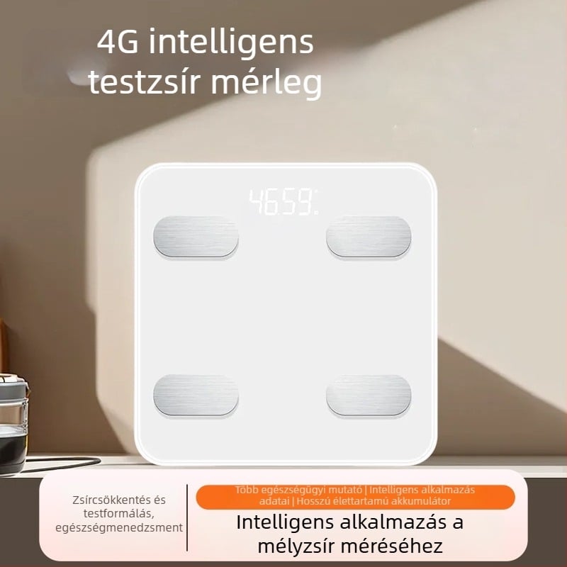 Okos 4G IoT testzsír mérleg otthoni használatra, újratölthető, protokoll integráció támogatása, 3 hüvelykes LED kijelző, méri a testzsírt és a vizet