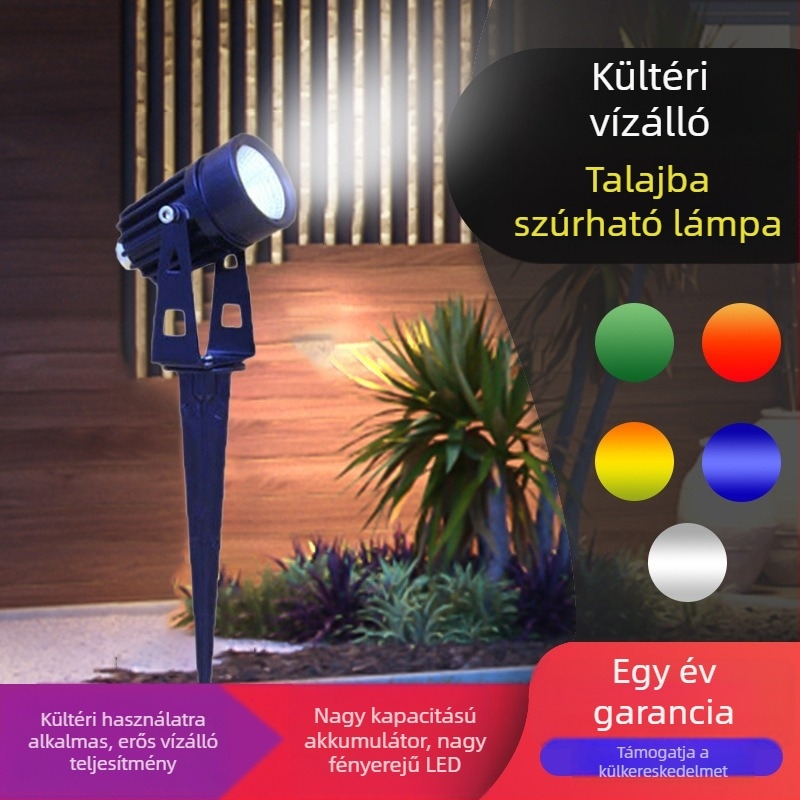 220V kültéri vízálló COB 3W színes földi spotlámpa fákhoz, alumínium kivitel