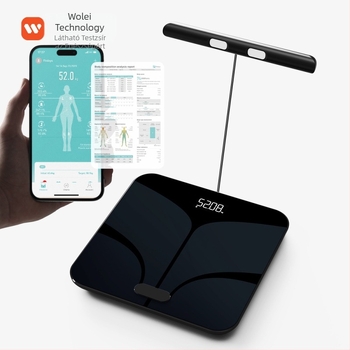 Nyolc elektródás testzsír-mérleg Bluetooth-tal, újratölthető, otthoni használatra, pontos testsúly- és testzsírszázalék- és vízérték mérése, 5–180 kg