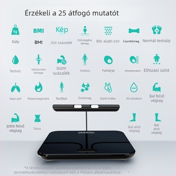 Nyolc elektródás testzsír-mérleg Bluetooth-tal, újratölthető, otthoni használatra, pontos testsúly- és testzsírszázalék- és vízérték mérése, 5–180 kg