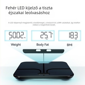 Nyolc elektródás testzsír-mérleg Bluetooth-tal, újratölthető, otthoni használatra, pontos testsúly- és testzsírszázalék- és vízérték mérése, 5–180 kg