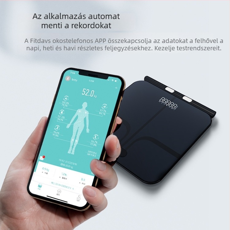 Nyolc elektródás testzsír-mérleg Bluetooth-tal, újratölthető, otthoni használatra, pontos testsúly- és testzsírszázalék- és vízérték mérése, 5–180 kg